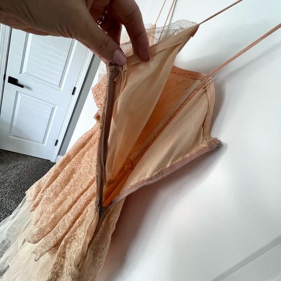 Vintage Lace blush 50s Tulle Circle bustier Dress - Picture 8 of 11